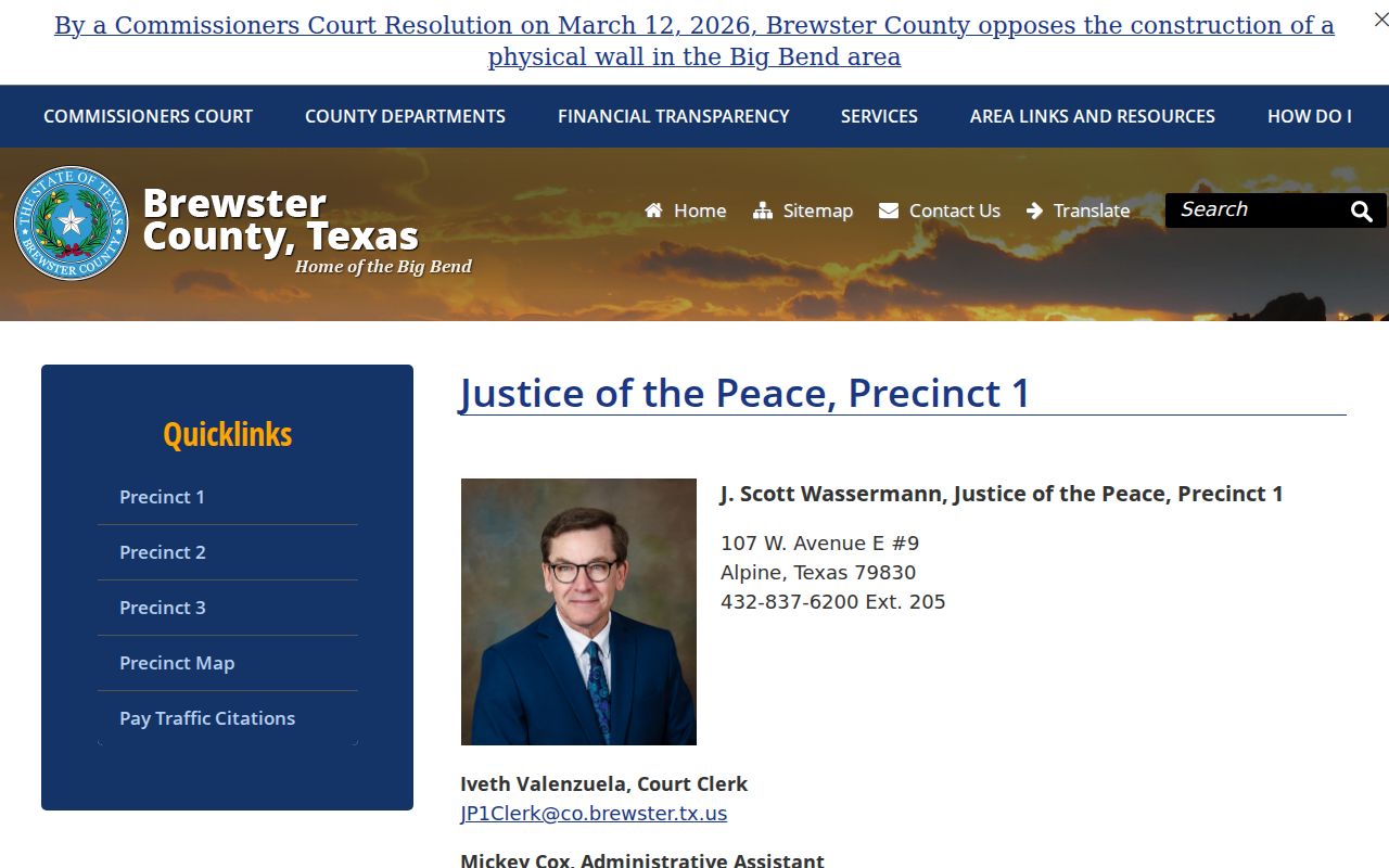 Brewster County criminal court case information for Justice Court Precinct 1