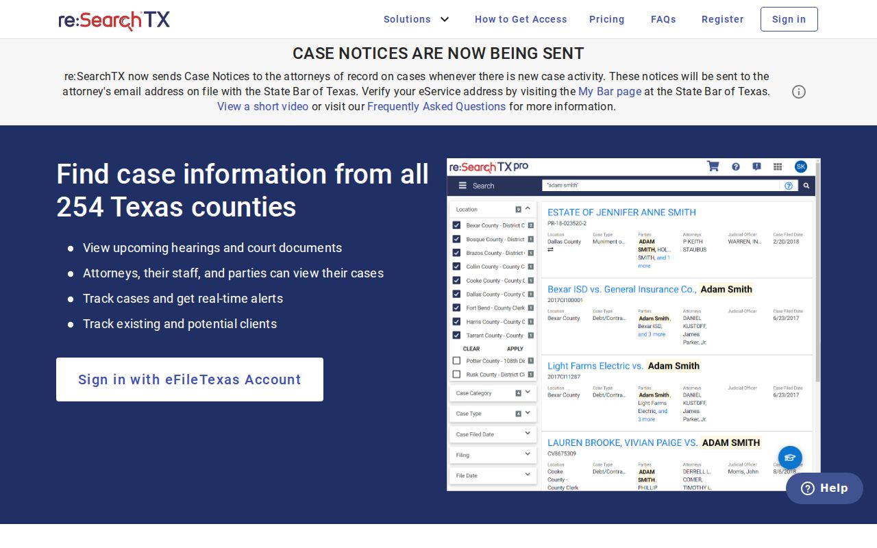 Brewster County criminal court case search through re:SearchTX