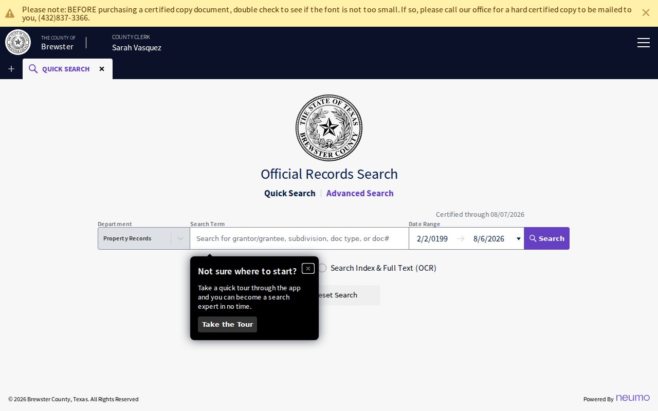 Brewster County criminal records official records search distinction