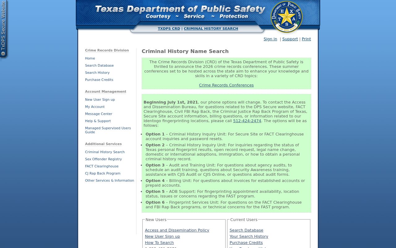 Brewster County criminal history Texas DPS gateway