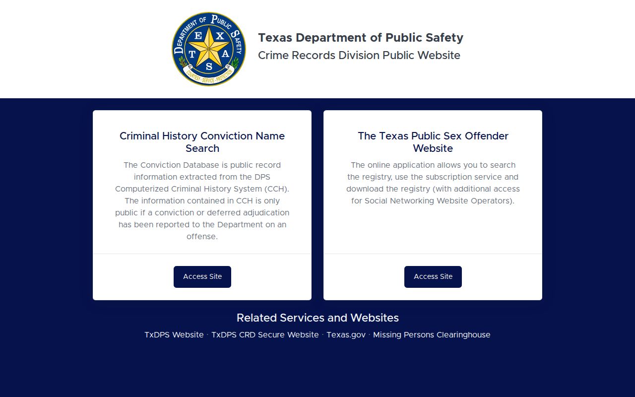 Brewster County criminal records DPS public conviction search