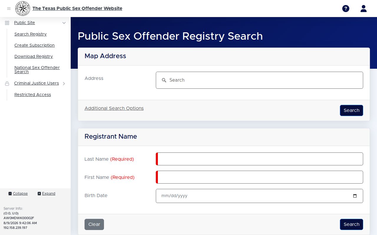 Brewster County sex offender search in the Texas public registry